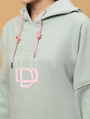 Beatnik Casual Wear Hooded Light Green Sweatshirts Beatnik India