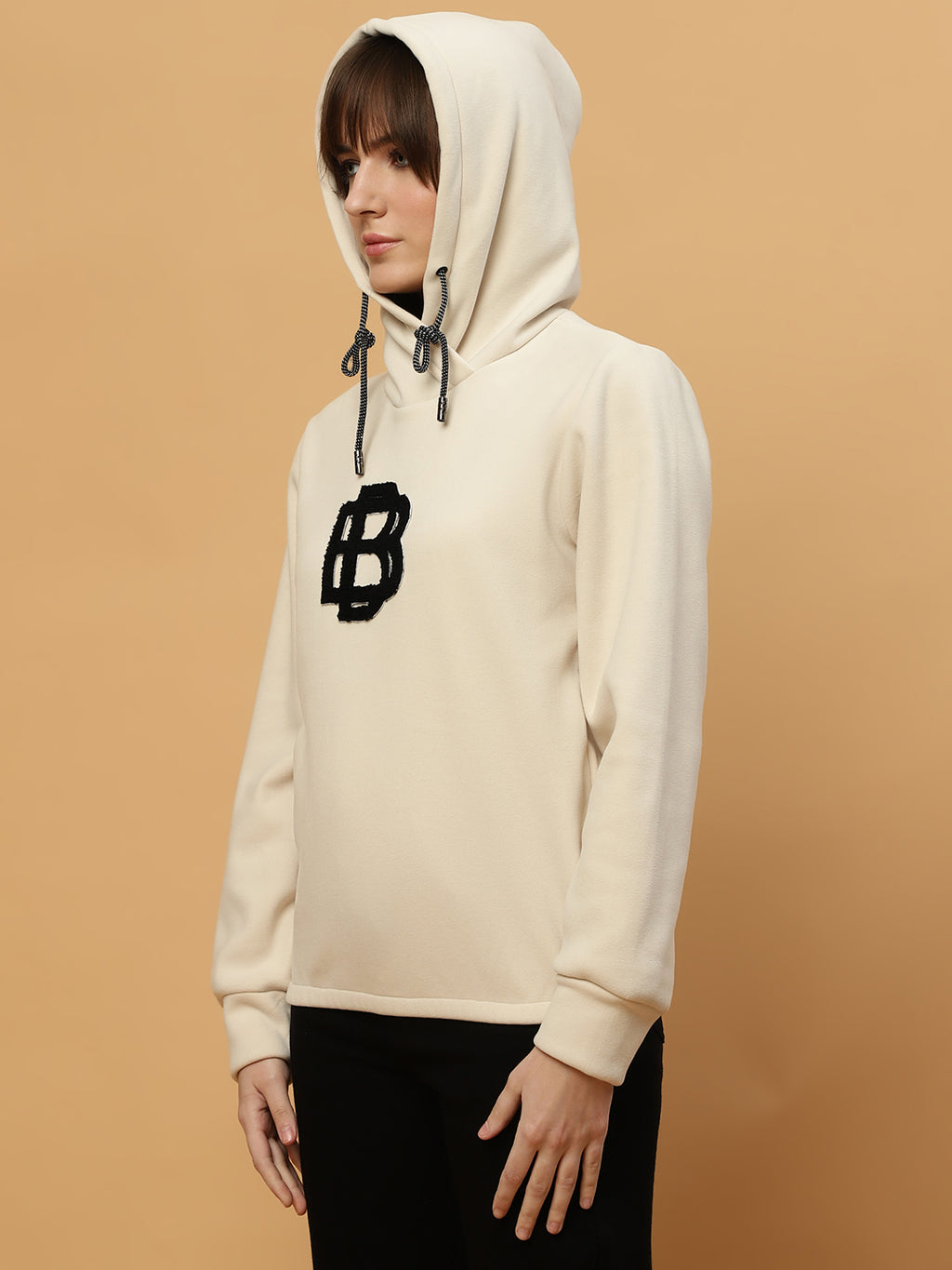 Beatnik Casual Wear Hooded Cuffed Sleeves Off White Sweatshirts Beatnik India