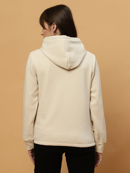 Beatnik Casual Wear Hooded Cuffed Sleeves Off White Sweatshirts Beatnik India