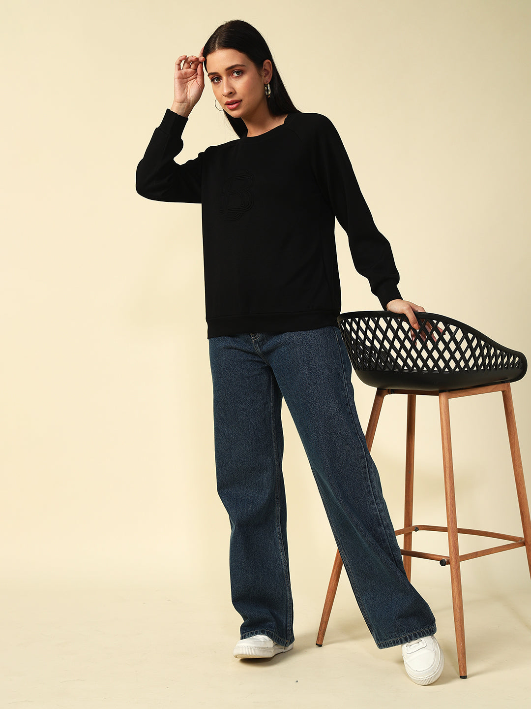 Non Hooded Black Womens Sweatshirts Beatnik