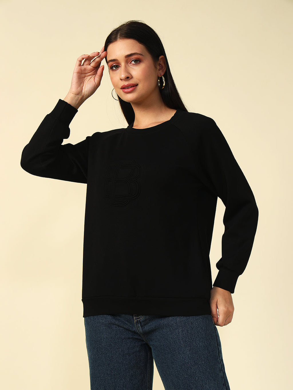 Non Hooded Black Womens Sweatshirts