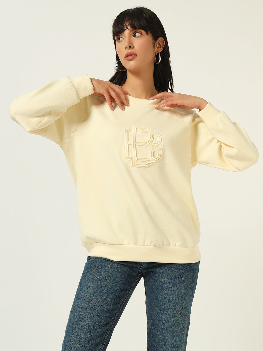 Non Hooded White Womens Sweatshirts