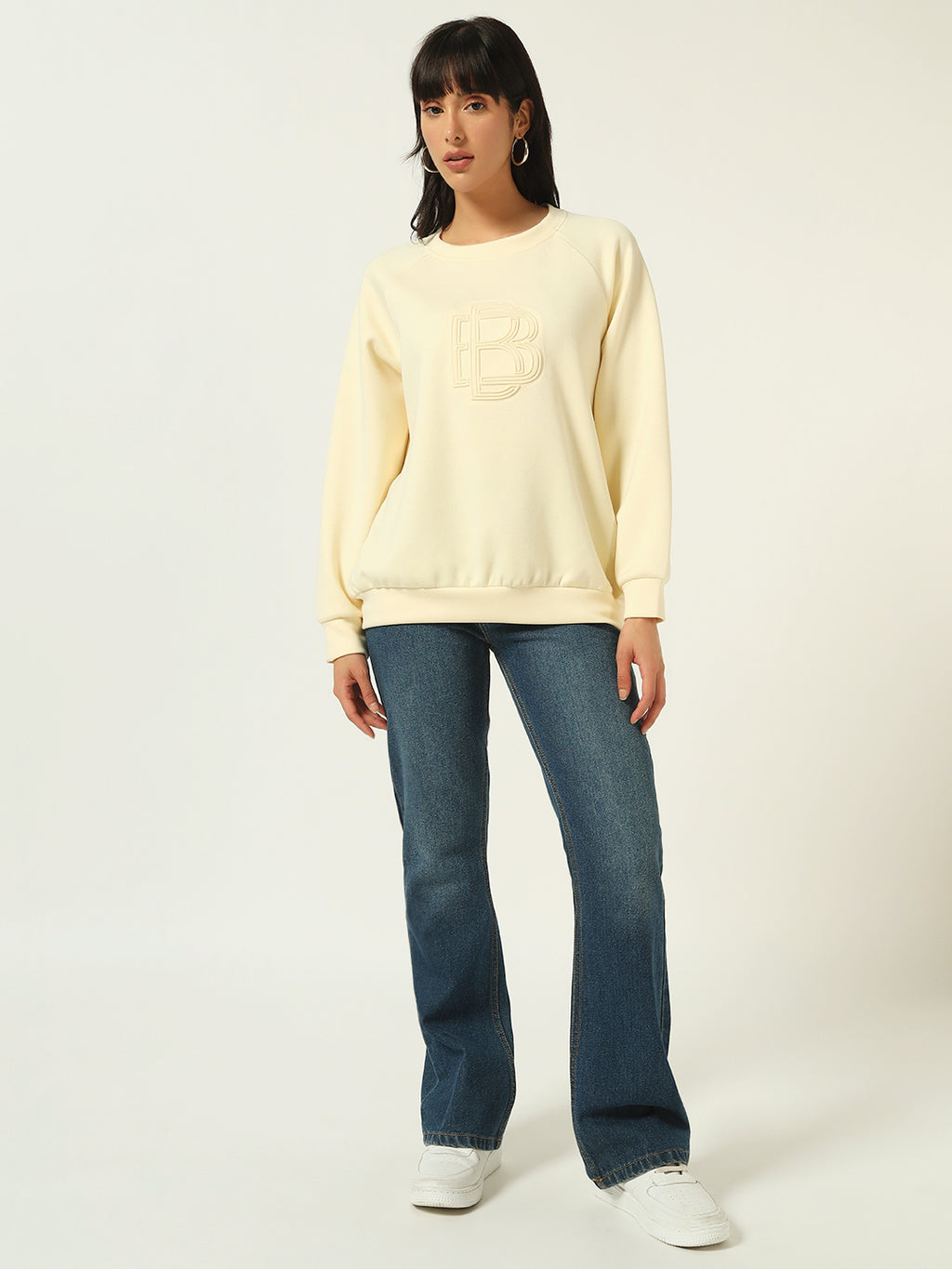 Non Hooded White Womens Sweatshirts