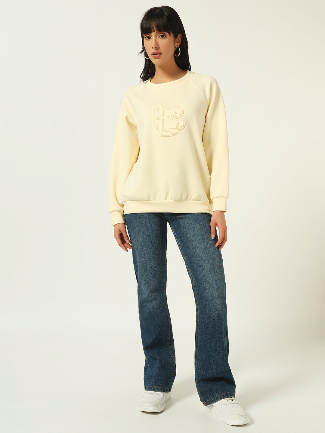 Non Hooded White Womens Sweatshirts