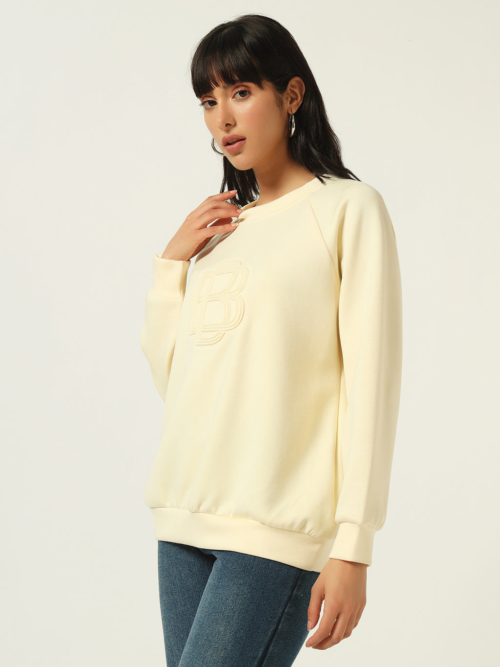 Non Hooded White Womens Sweatshirts