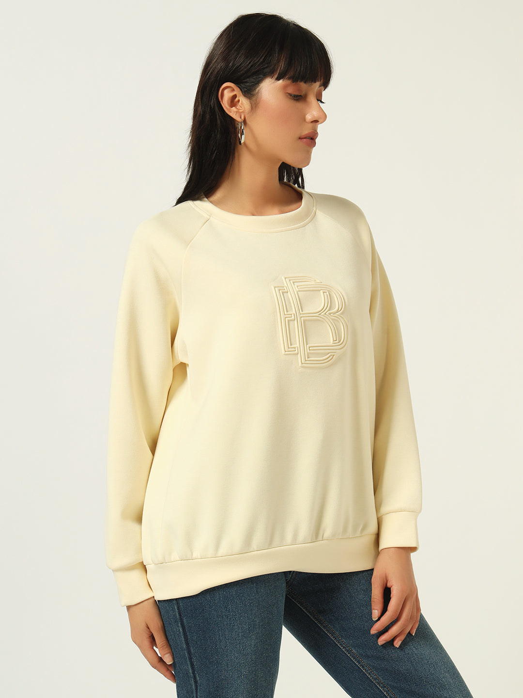 Non Hooded White Womens Sweatshirts