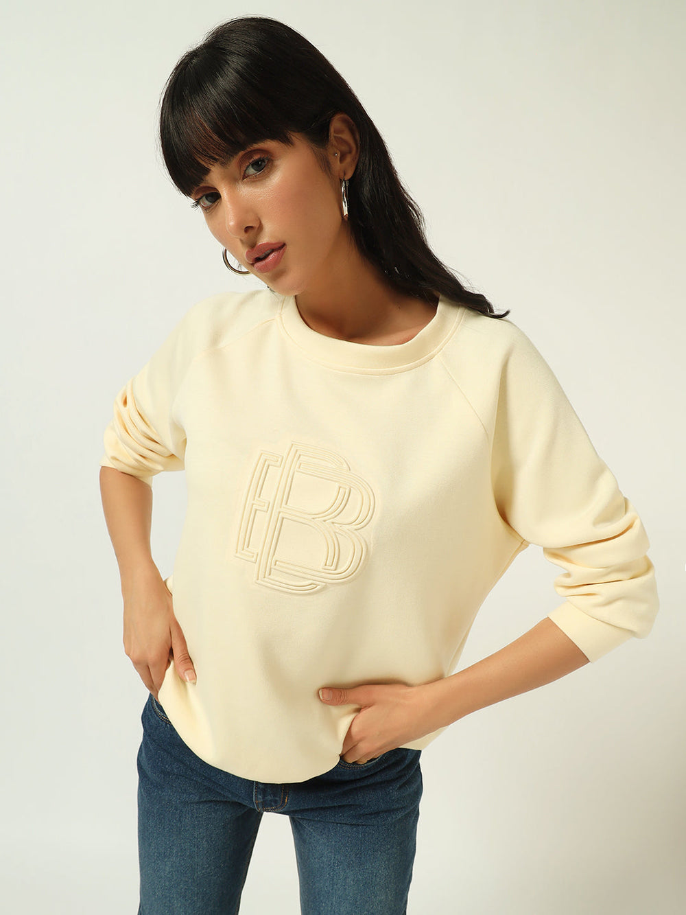 Non Hooded White Womens Sweatshirts