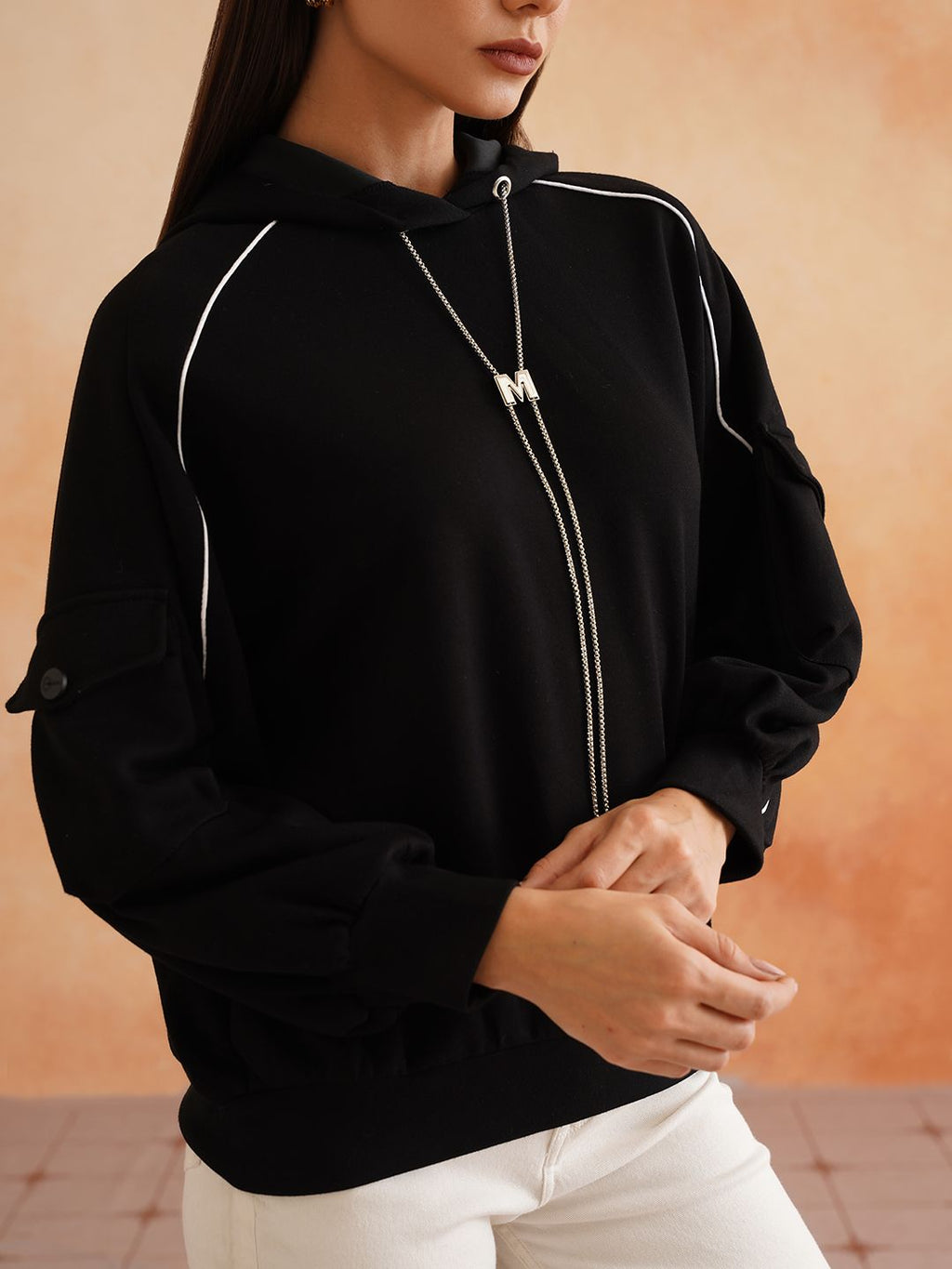 Hooded Black Full Sleeve Sweatshirts Beatnik