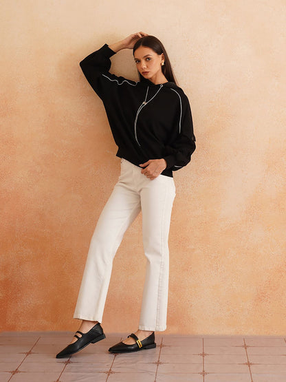 Hooded Black Full Sleeve Sweatshirts Beatnik