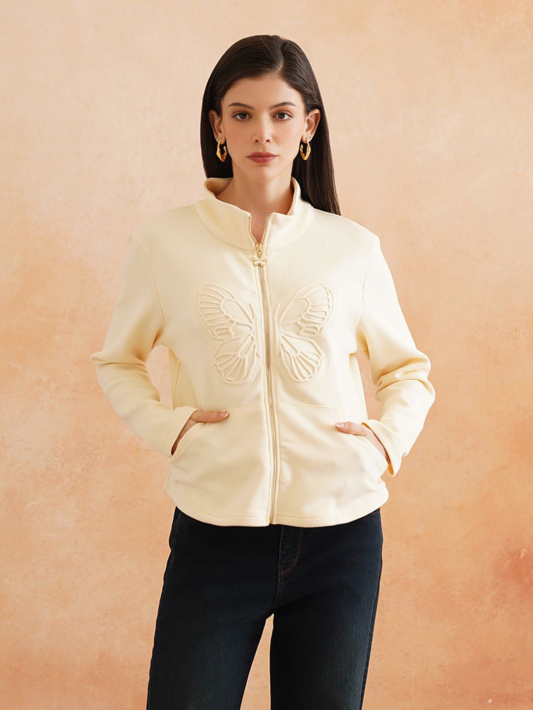 Cream Full Sleeve Sweatshirts Beatnik