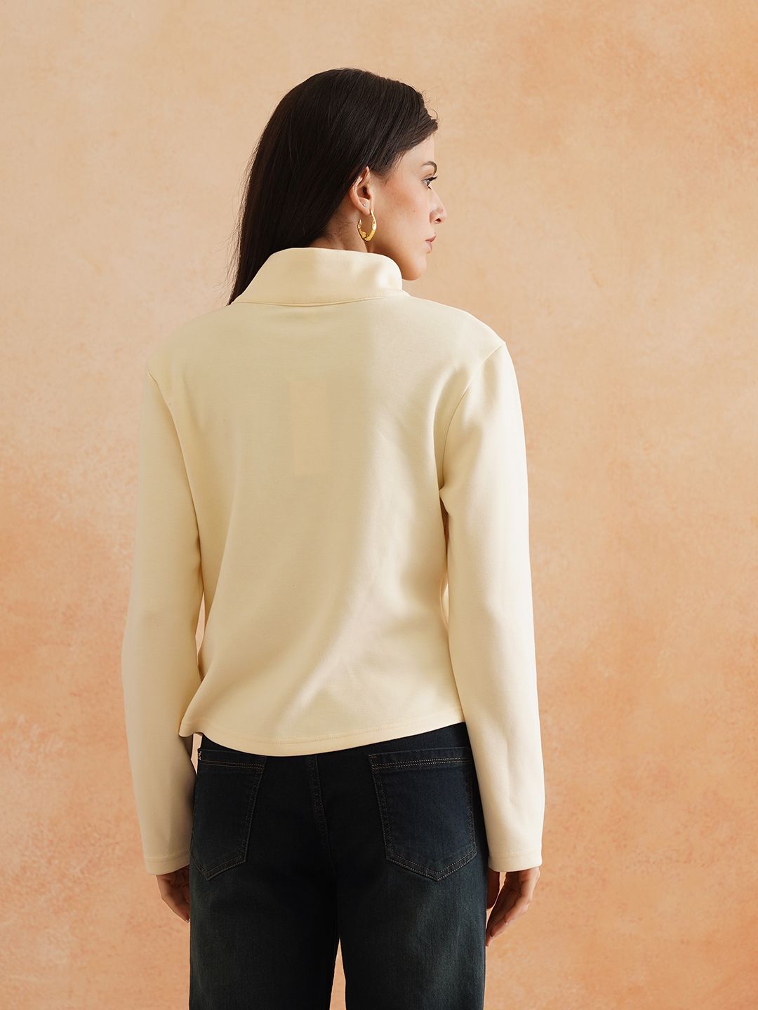 Cream Full Sleeve Sweatshirts Beatnik