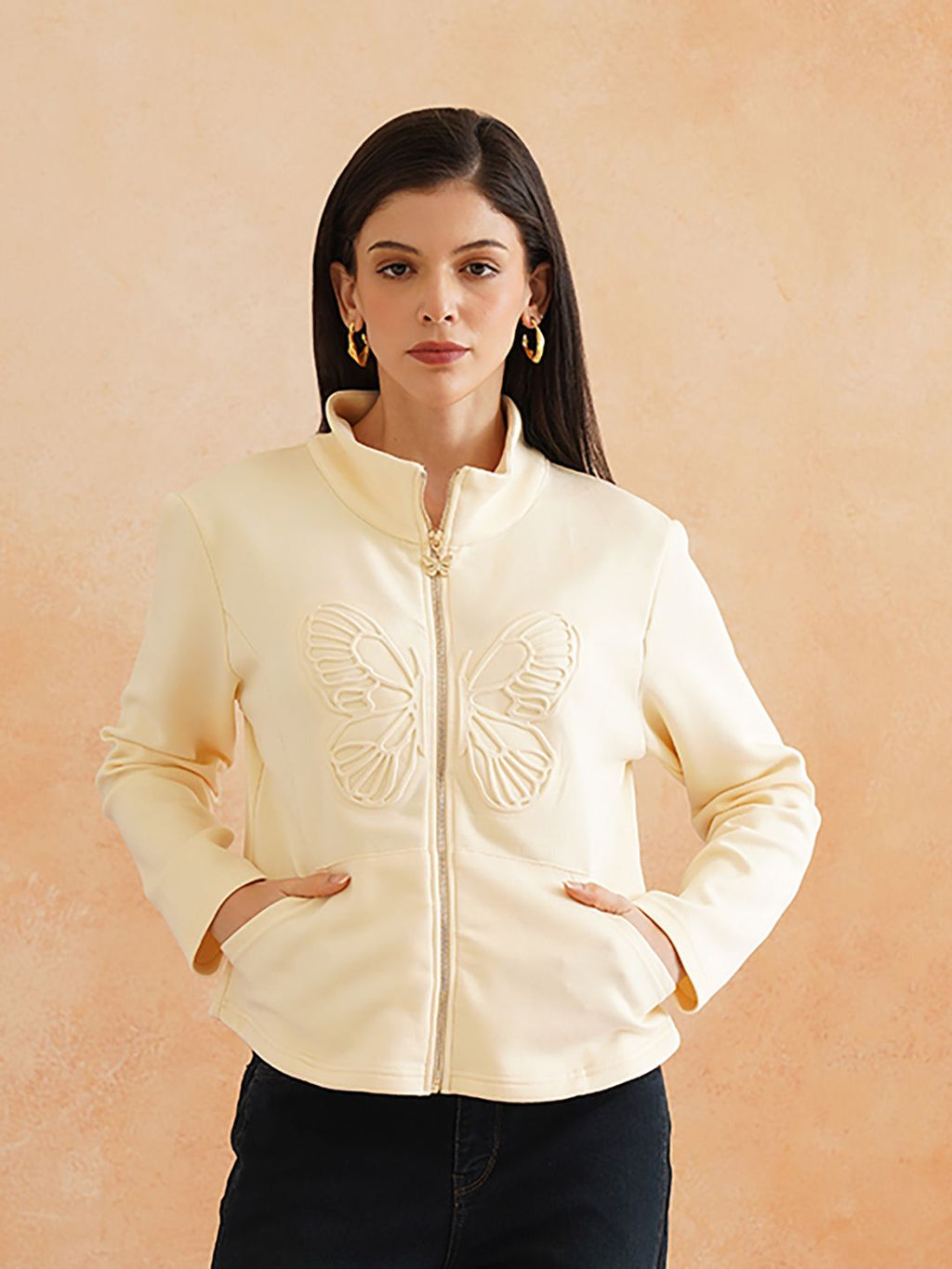 Cream Full Sleeve Sweatshirts Beatnik