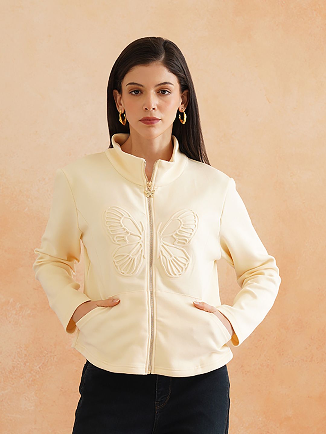 Cream Full Sleeve Sweatshirts Beatnik