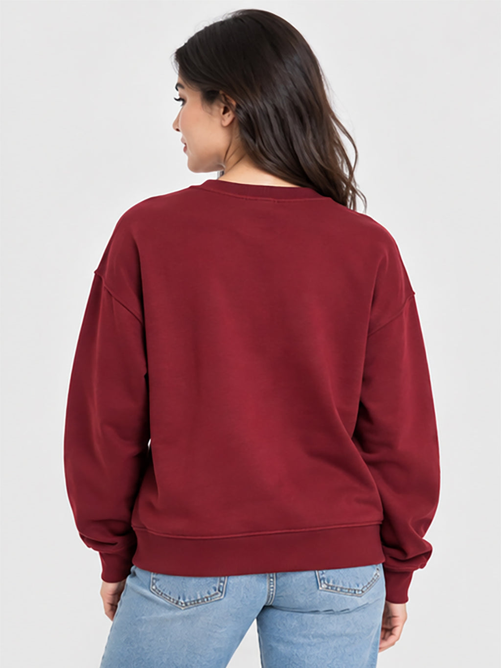 Women's Maroon Sweatshirt with Graphic Print