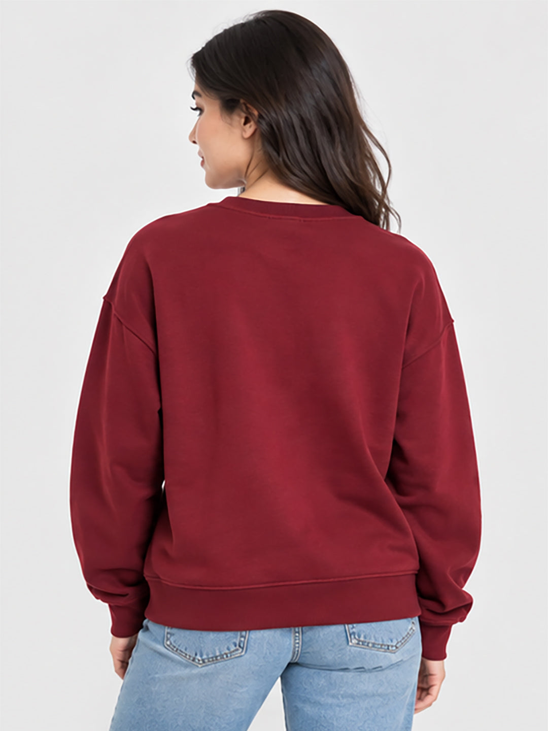 Women's Maroon Sweatshirt with Graphic Print