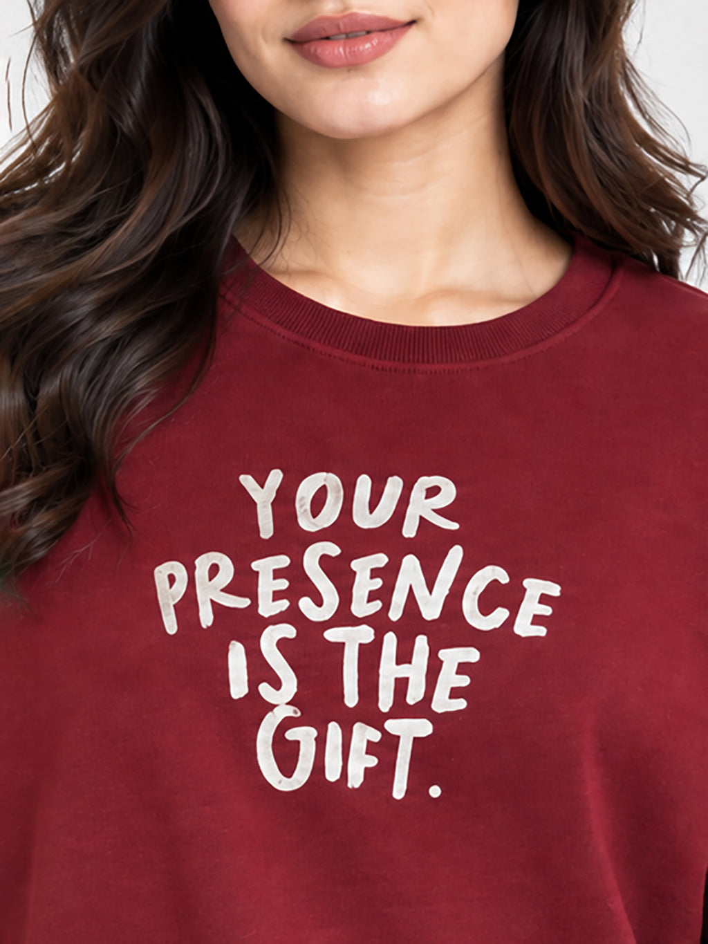 Women's Maroon Sweatshirt with Graphic Print