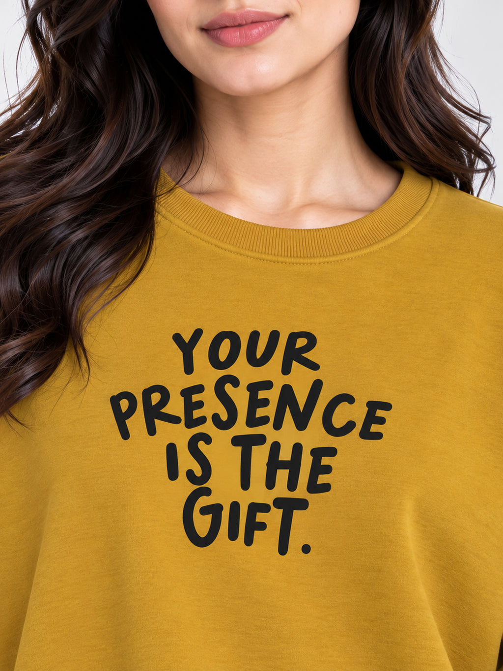 Women's Mustard Sweatshirt with Graphic Print