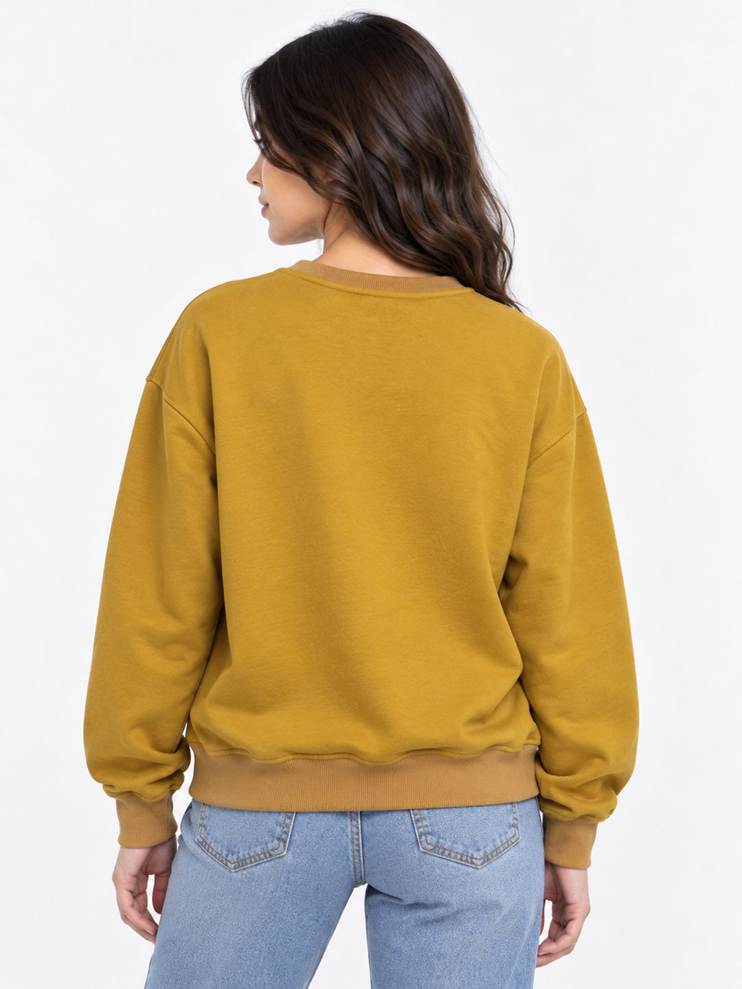 Women's Mustard Sweatshirt with Graphic Print
