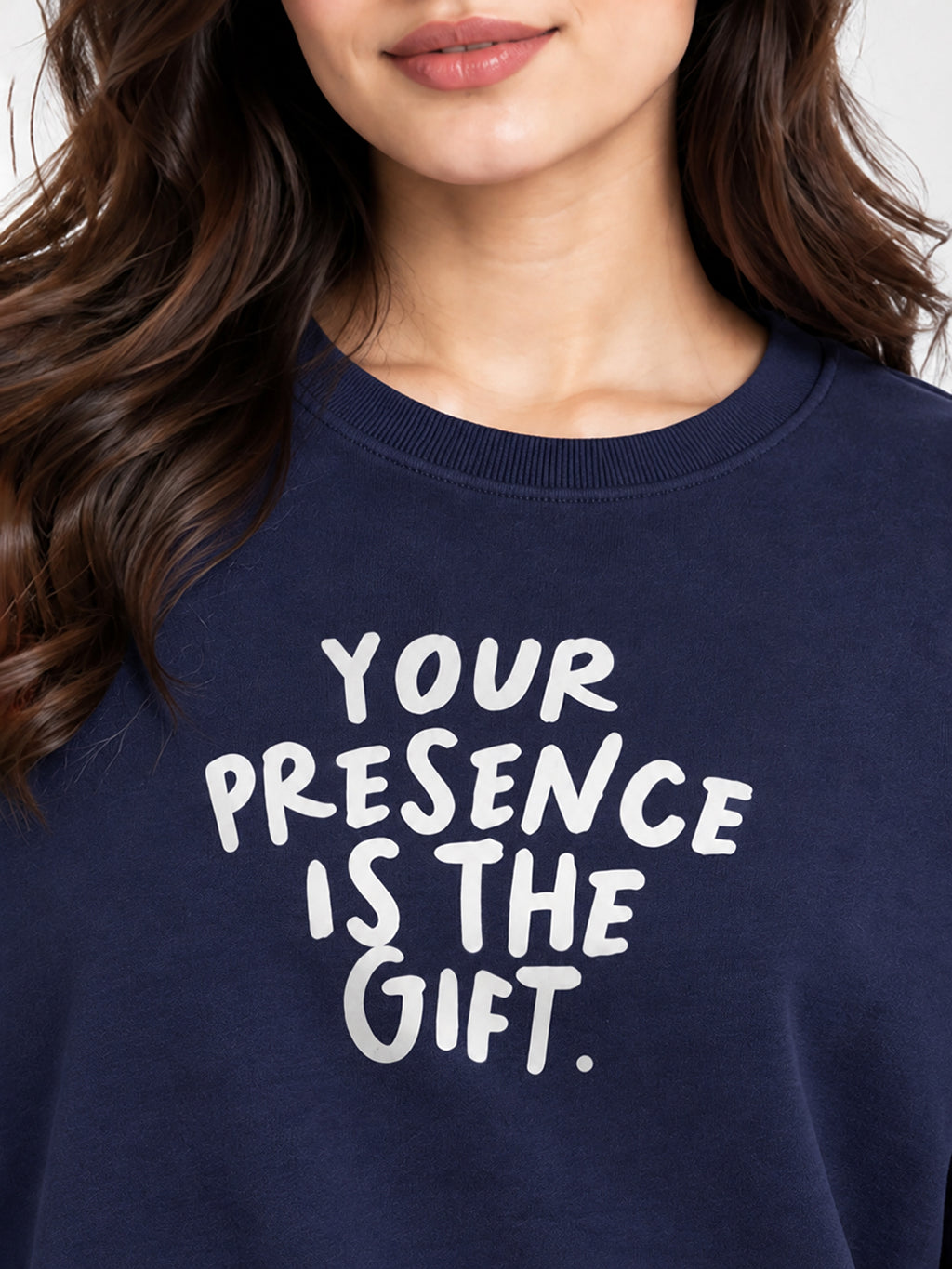 Women's Navy Blue Sweatshirt with Graphic Print
