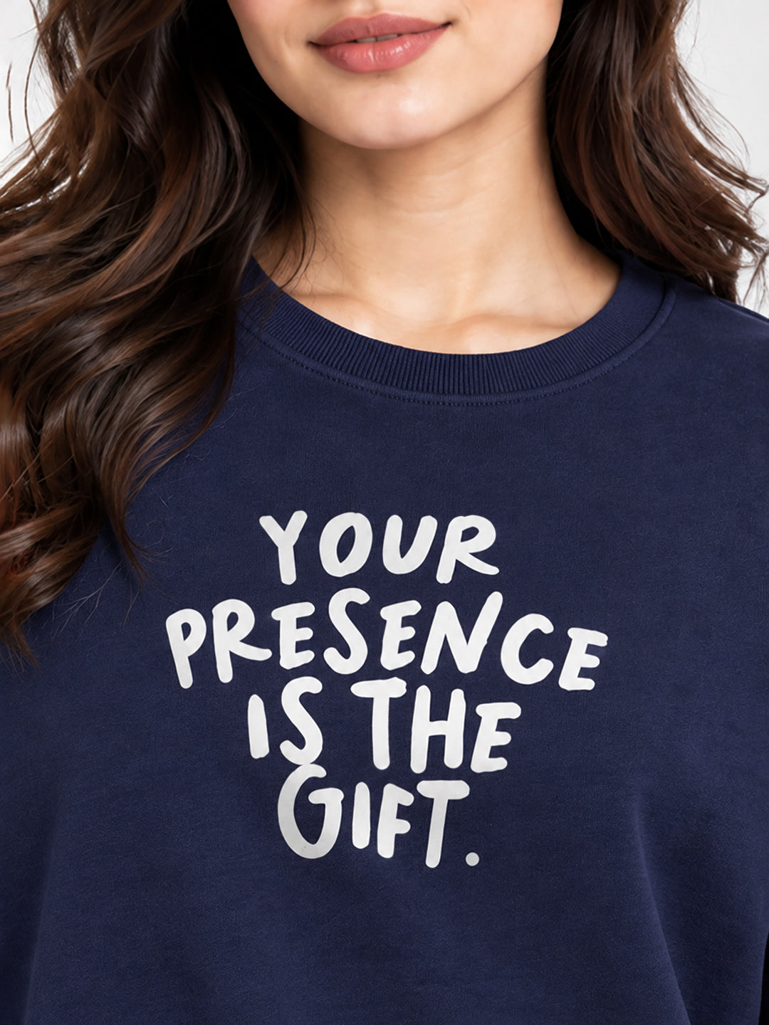 Women's Navy Blue Sweatshirt with Graphic Print