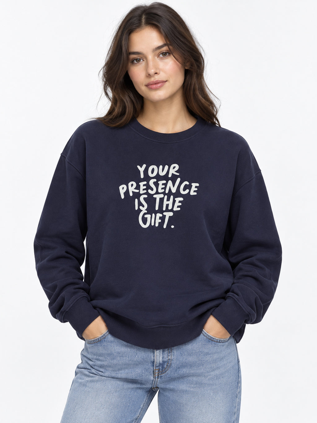 Women's Navy Blue Sweatshirt with Graphic Print