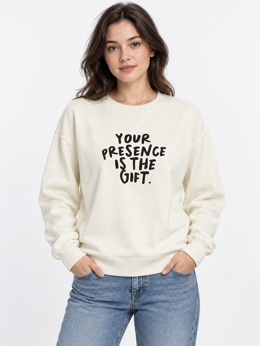 Women's Cream Sweatshirt with Graphic Print