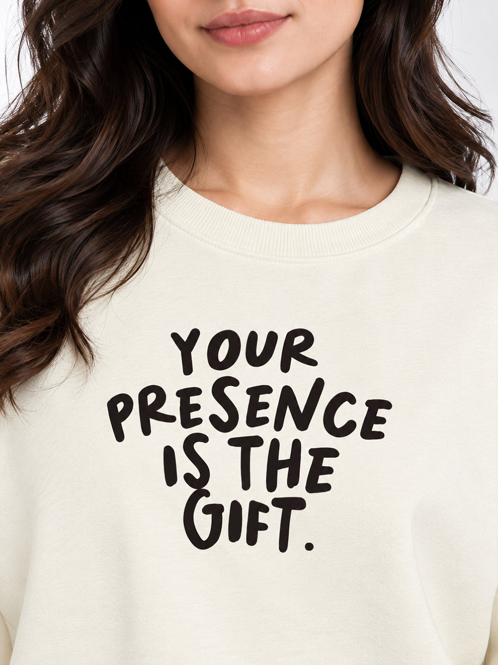 Women's Cream Sweatshirt with Graphic Print