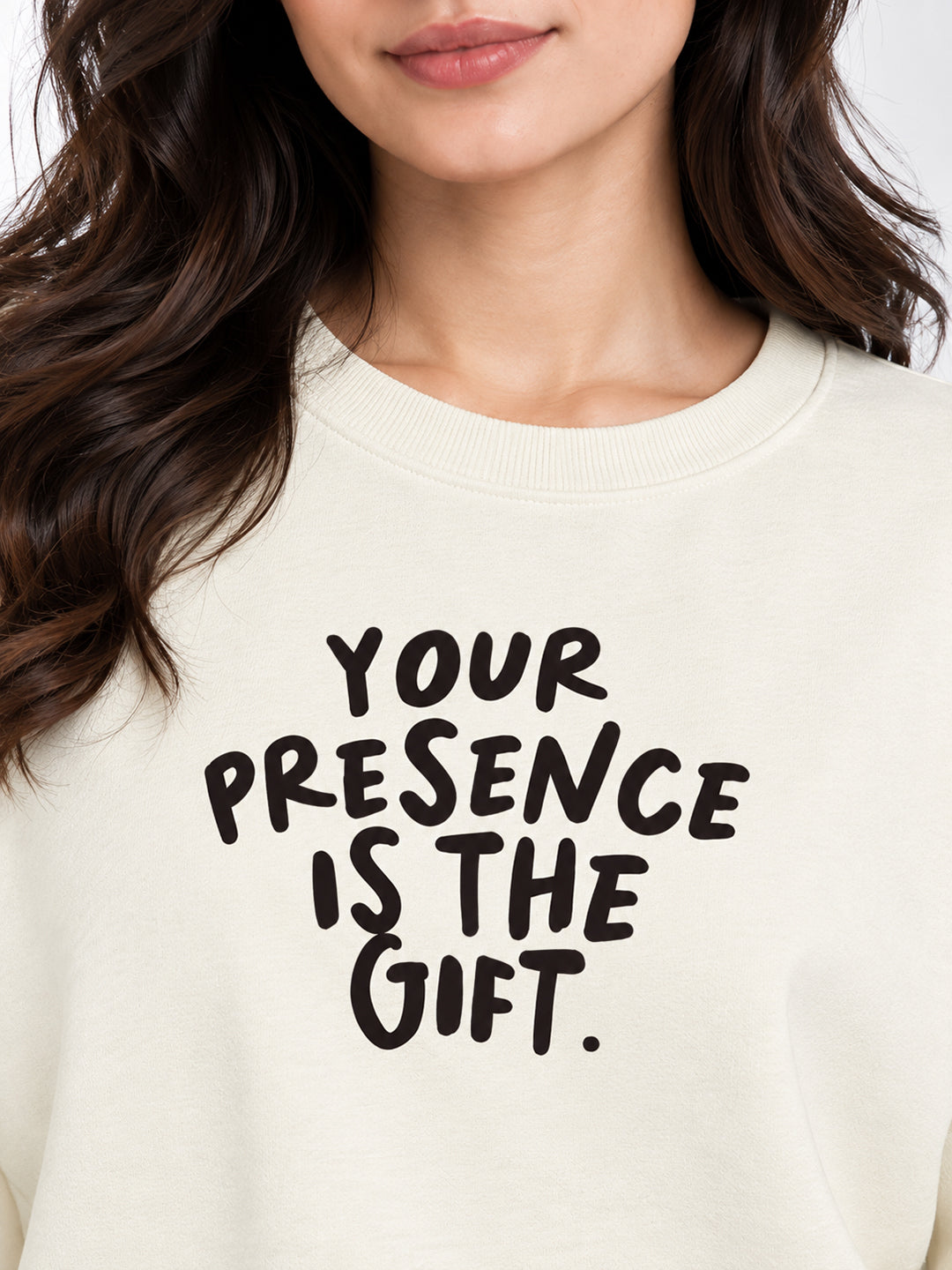 Women's Cream Sweatshirt with Graphic Print