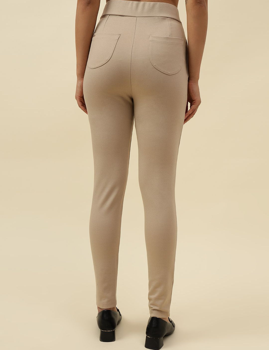 Beige Slim Fit Stretchable Tregging Beatnik