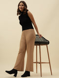 High-Rise Drawstring Ribbed Stretchable Winter Khaki Treggings