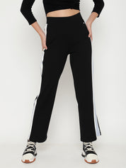 Stretchable High-Rise Women's Black Straight Treggings Beatnik