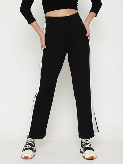 Stretchable High-Rise Women's Black Straight Treggings Beatnik