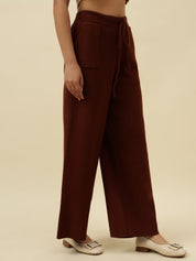 Cozy High-Rise Winter Brown Treggings with Pockets Beatnik
