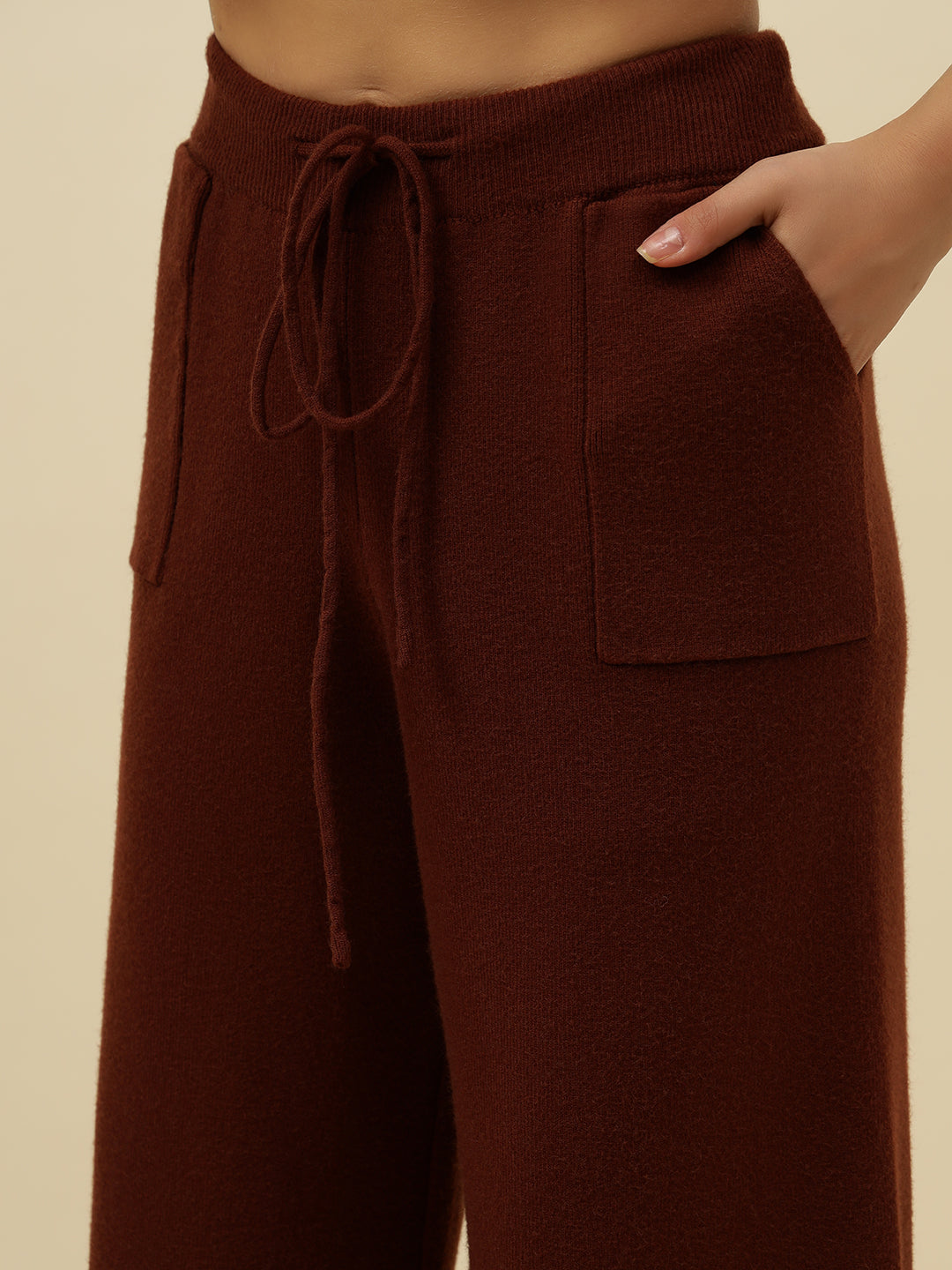 Cozy High-Rise Winter Brown Treggings with Pockets Beatnik