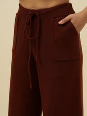 Cozy High-Rise Winter Brown Treggings with Pockets Beatnik