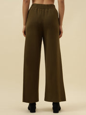 Cozy High-Rise Winter Olive Green Treggings with Pockets Beatnik
