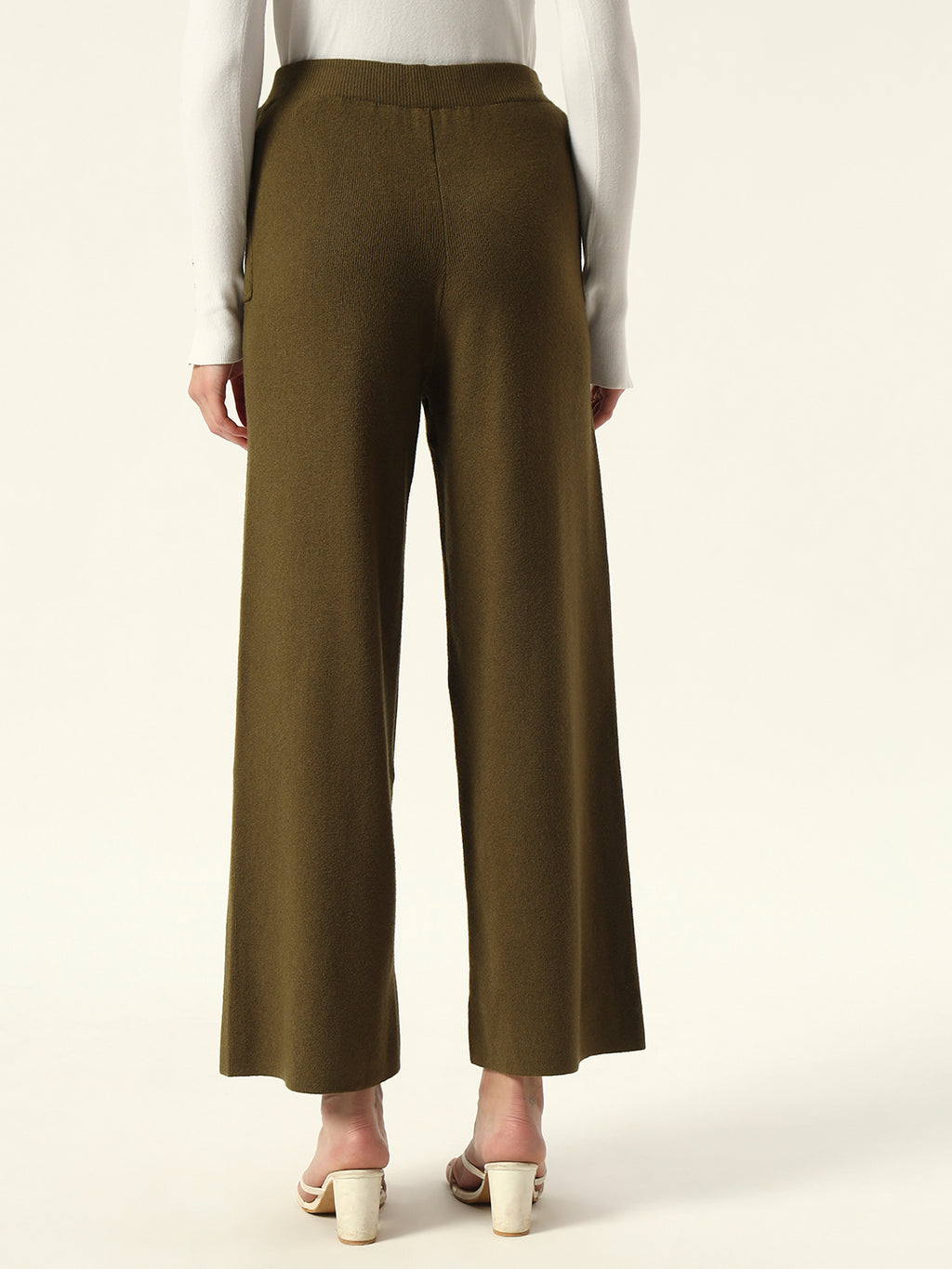 Cozy High-Rise Winter Olive Green Treggings with Pockets