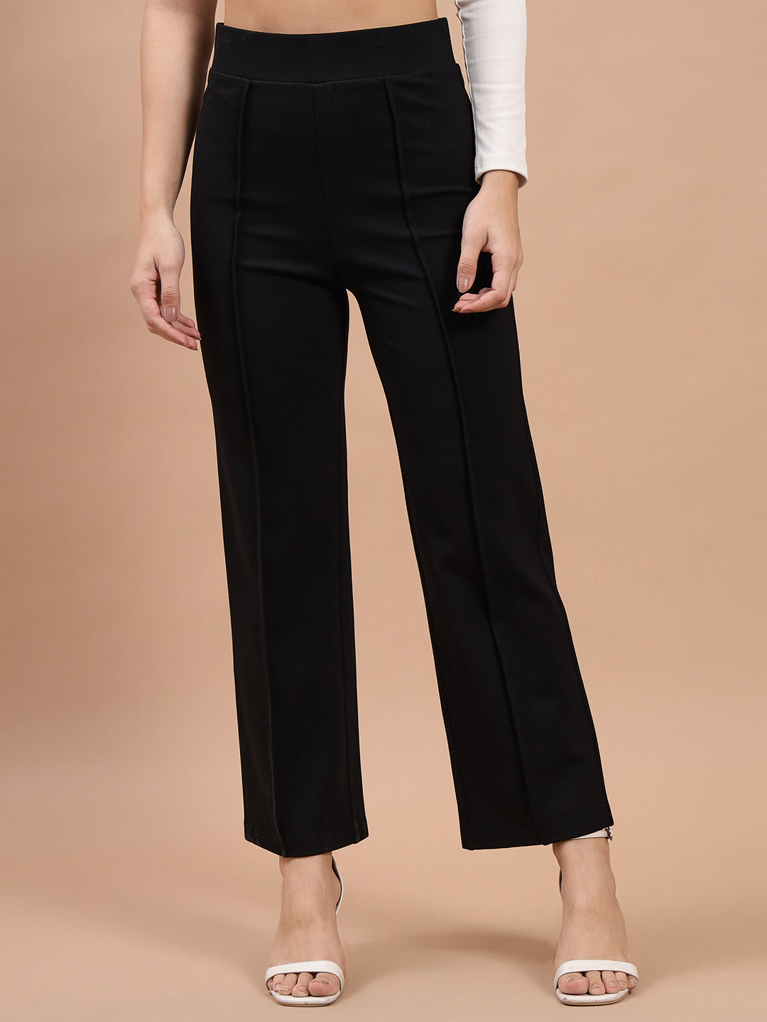 Beatnik Womens Ankle Length Fitted Pull On Closure Solid Winter Treggings Beatnik India