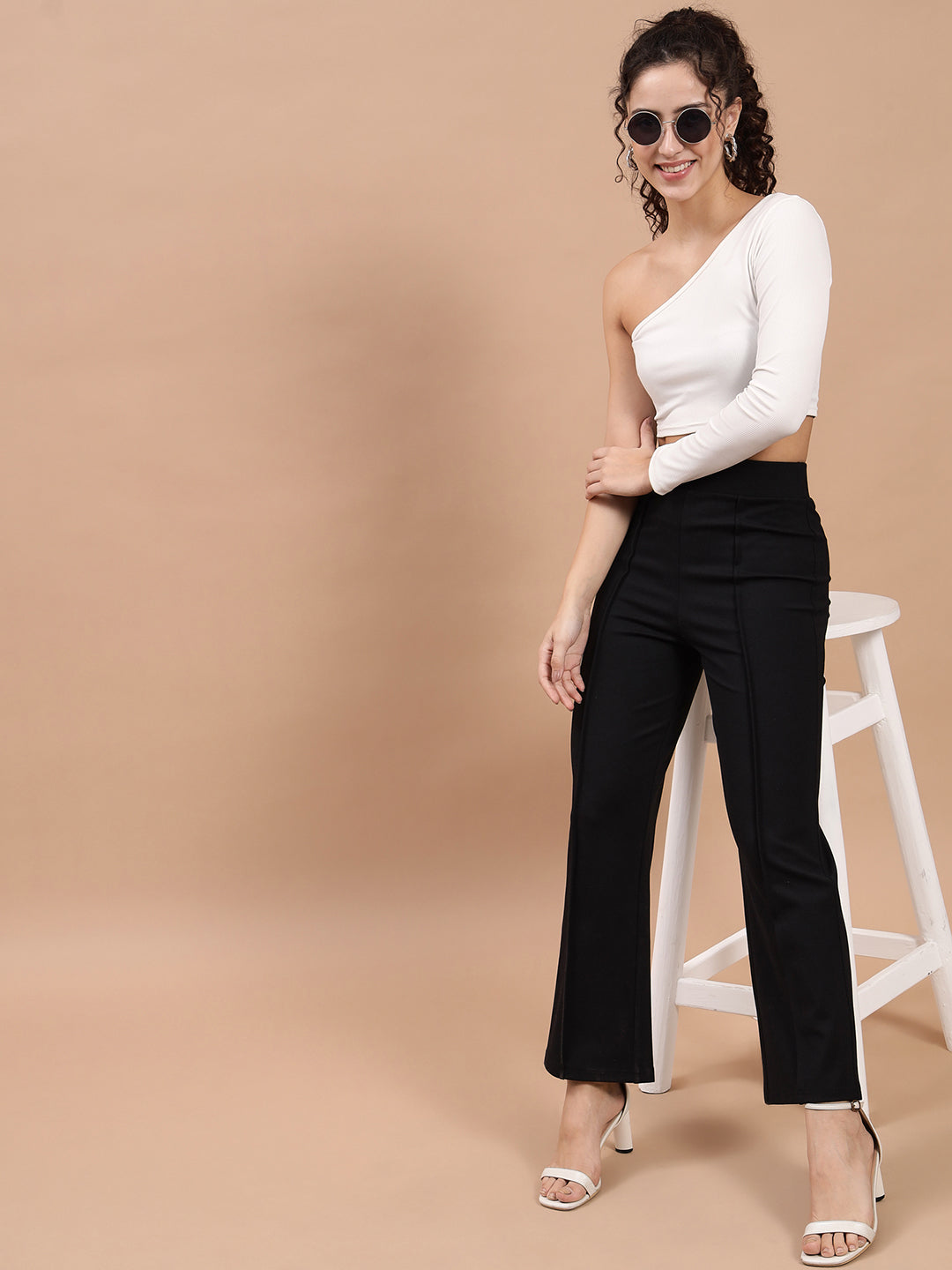 Beatnik Womens Ankle Length Fitted Pull On Closure Solid Winter Treggings Beatnik India