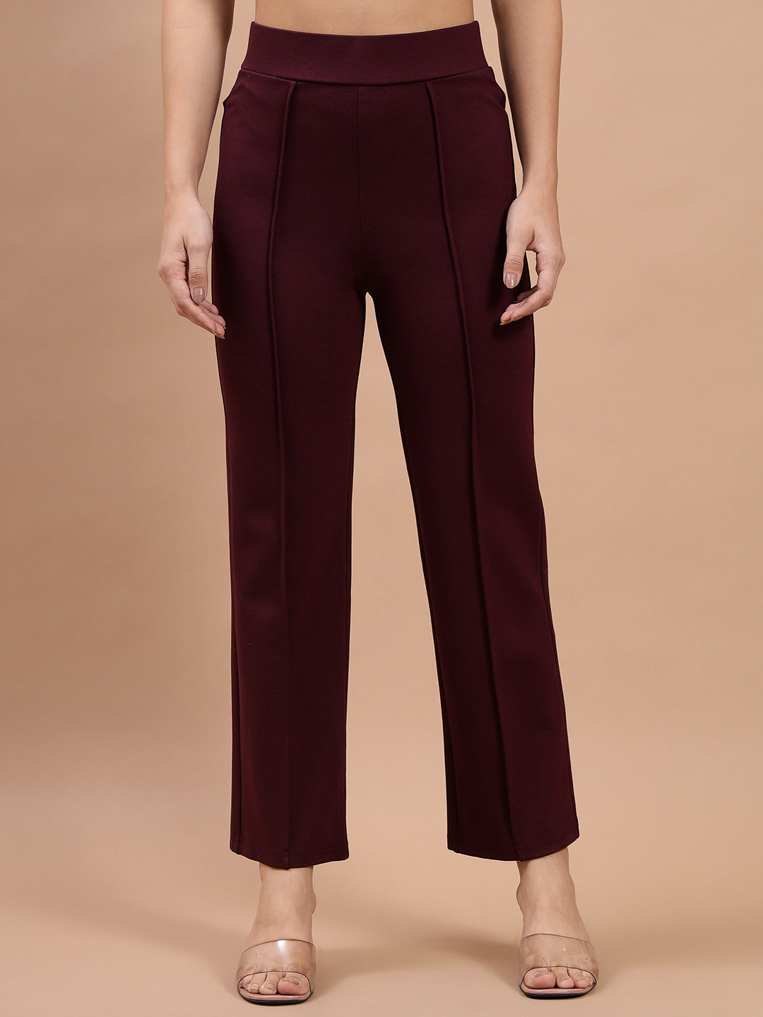 Beatnik Womens Ankle Length Fitted Pull On Closure Solid Winter Treggings Beatnik India