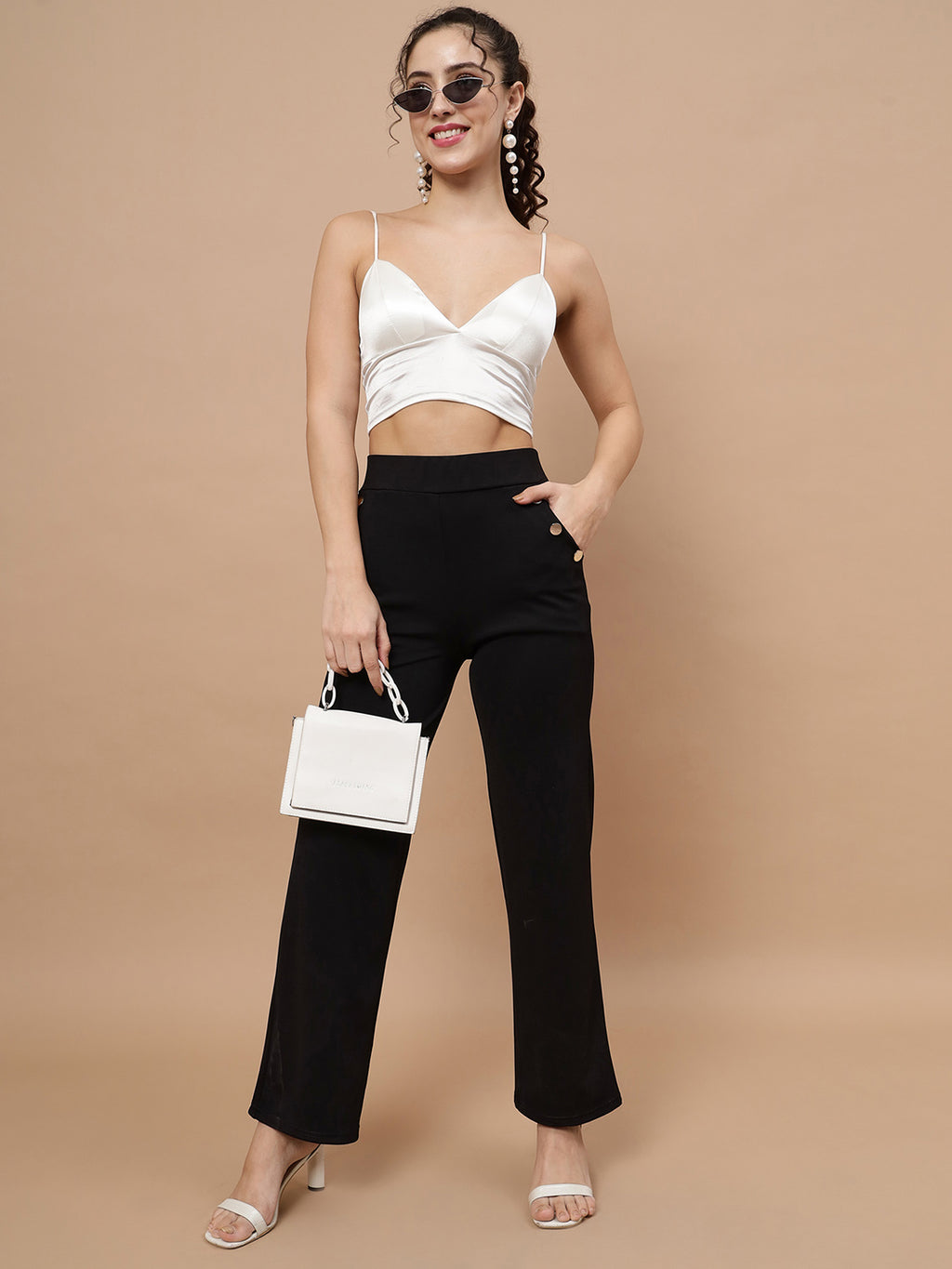 Beatnik Womens Ankle Length Fitted Pull On Closure Solid Treggings Beatnik India