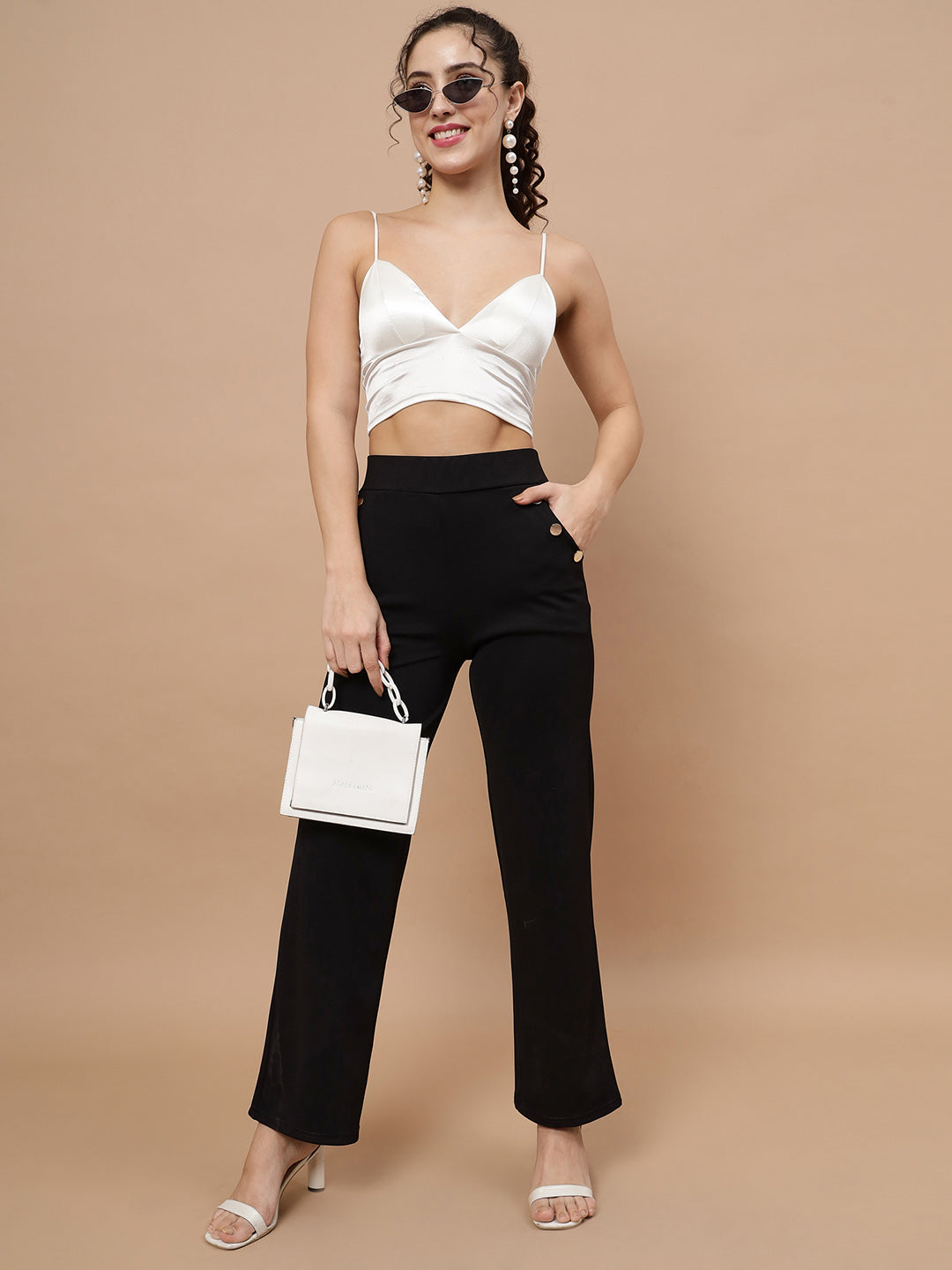 Beatnik Womens Ankle Length Fitted Pull On Closure Solid Treggings Beatnik India