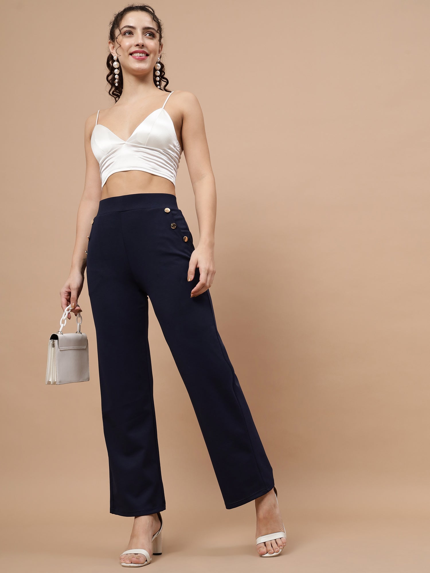 Beatnik Womens Ankle Length Fitted Pull On Closure Solid Treggings Beatnik India