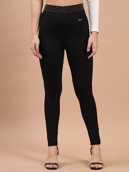 Beatnik Womens Ankle Length Fitted Pull On Closure Solid Treggings Beatnik India
