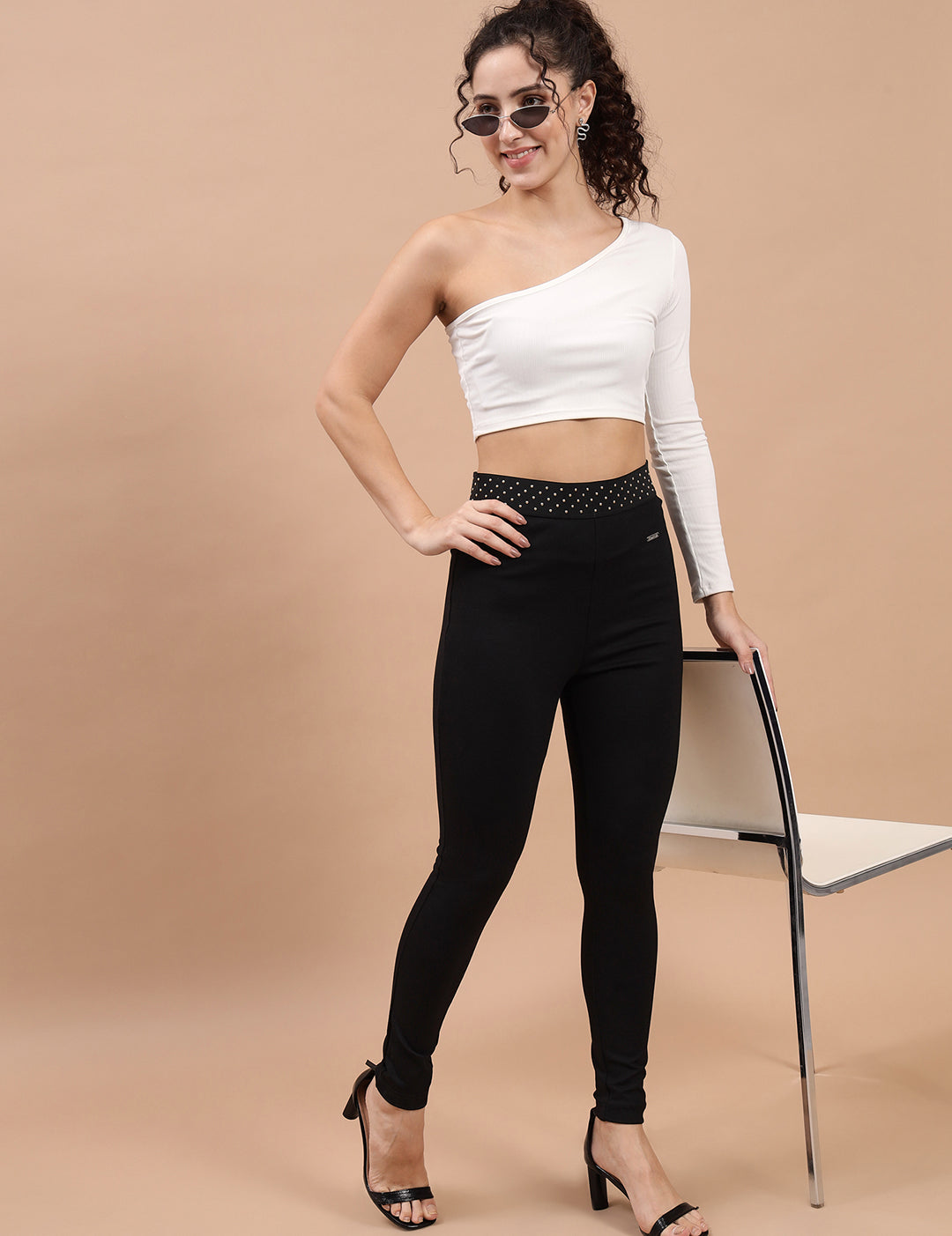 Beatnik Womens Ankle Length Fitted Pull On Closure Solid Treggings Beatnik India