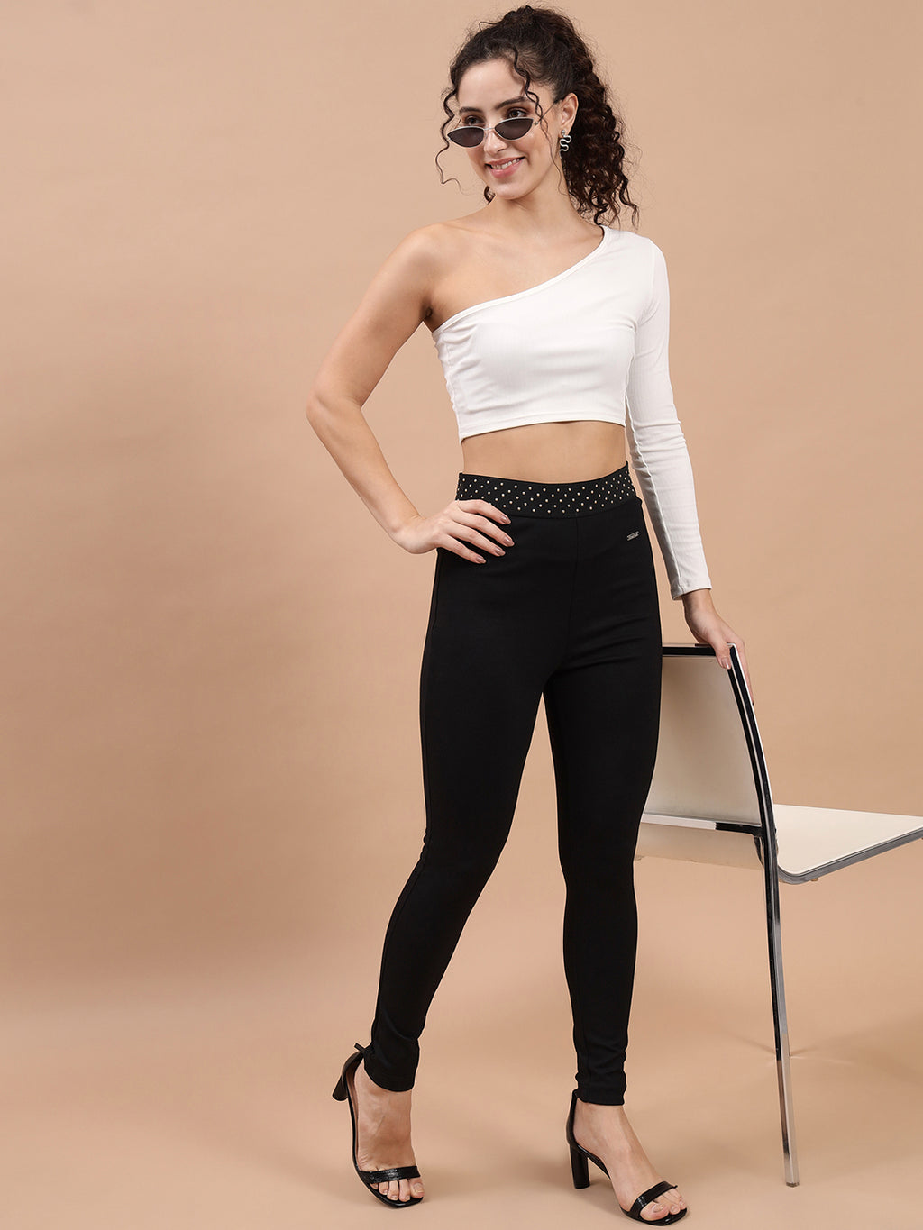 Beatnik Womens Ankle Length Fitted Pull On Closure Solid Treggings Beatnik India