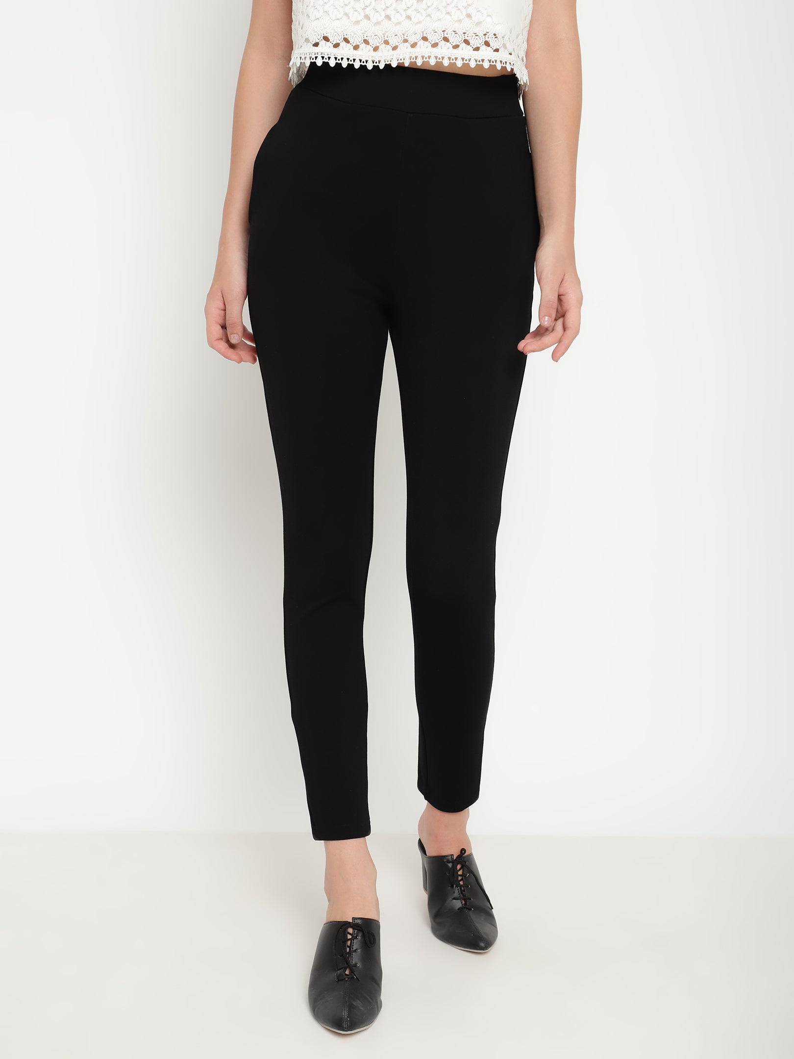 Beatnik Black Slim Fitted Womens Treggings Beatnik India