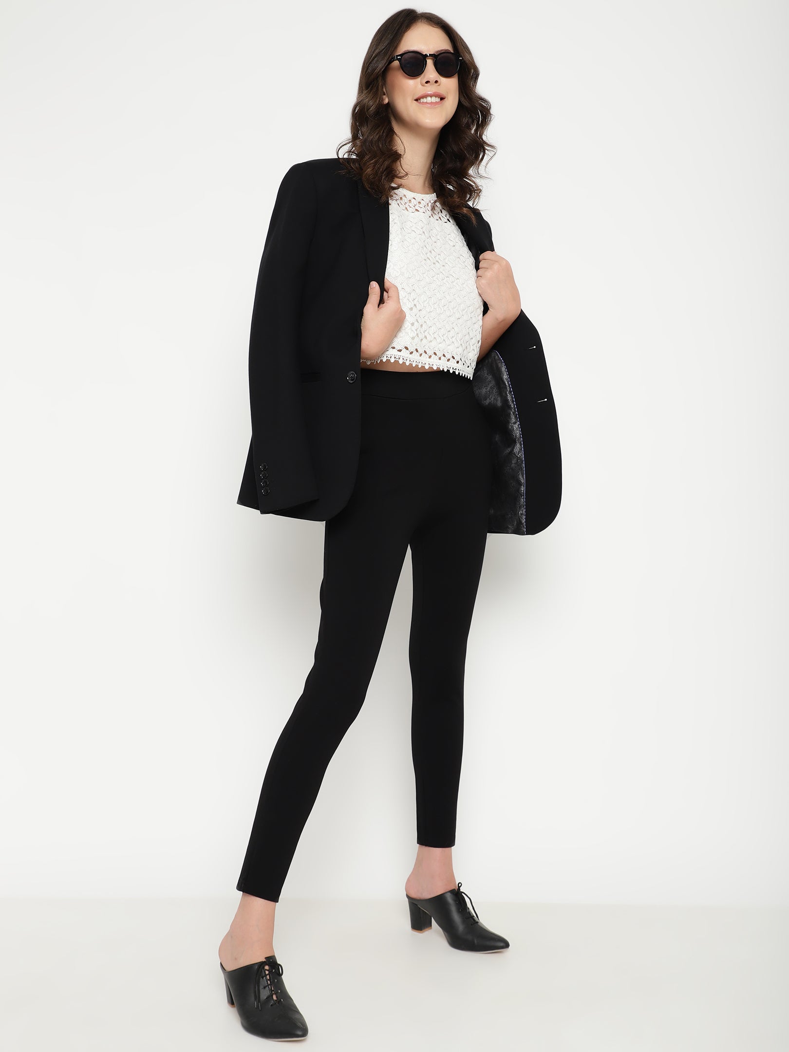 Beatnik Black Slim Fitted Womens Treggings Beatnik India