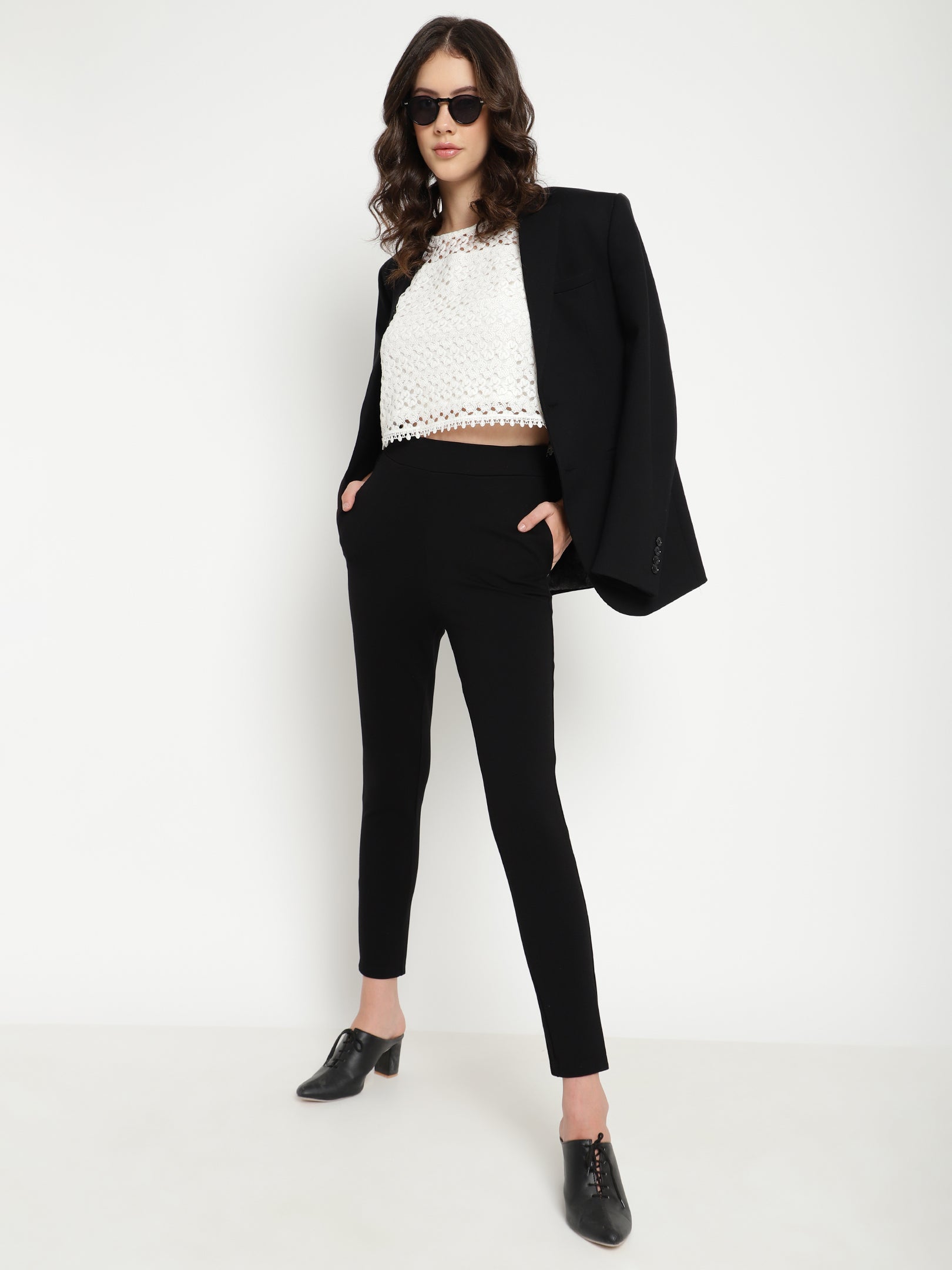 Beatnik Black Slim Fitted Womens Treggings Beatnik India