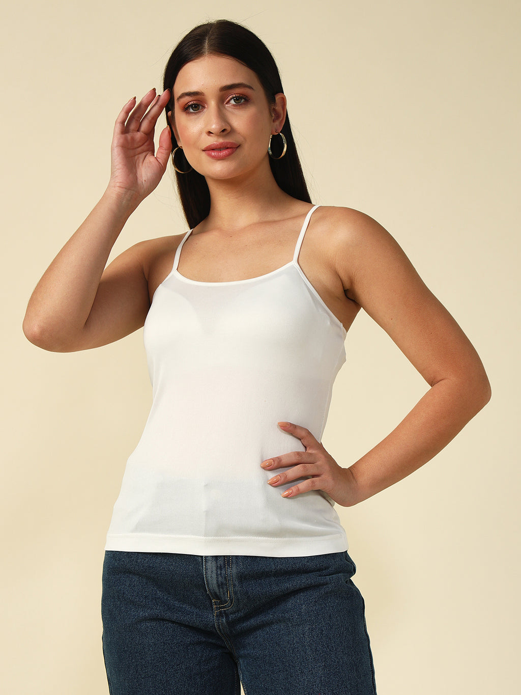 White Effortless Layers, Infinite Looks Cami Off-shoulder Top